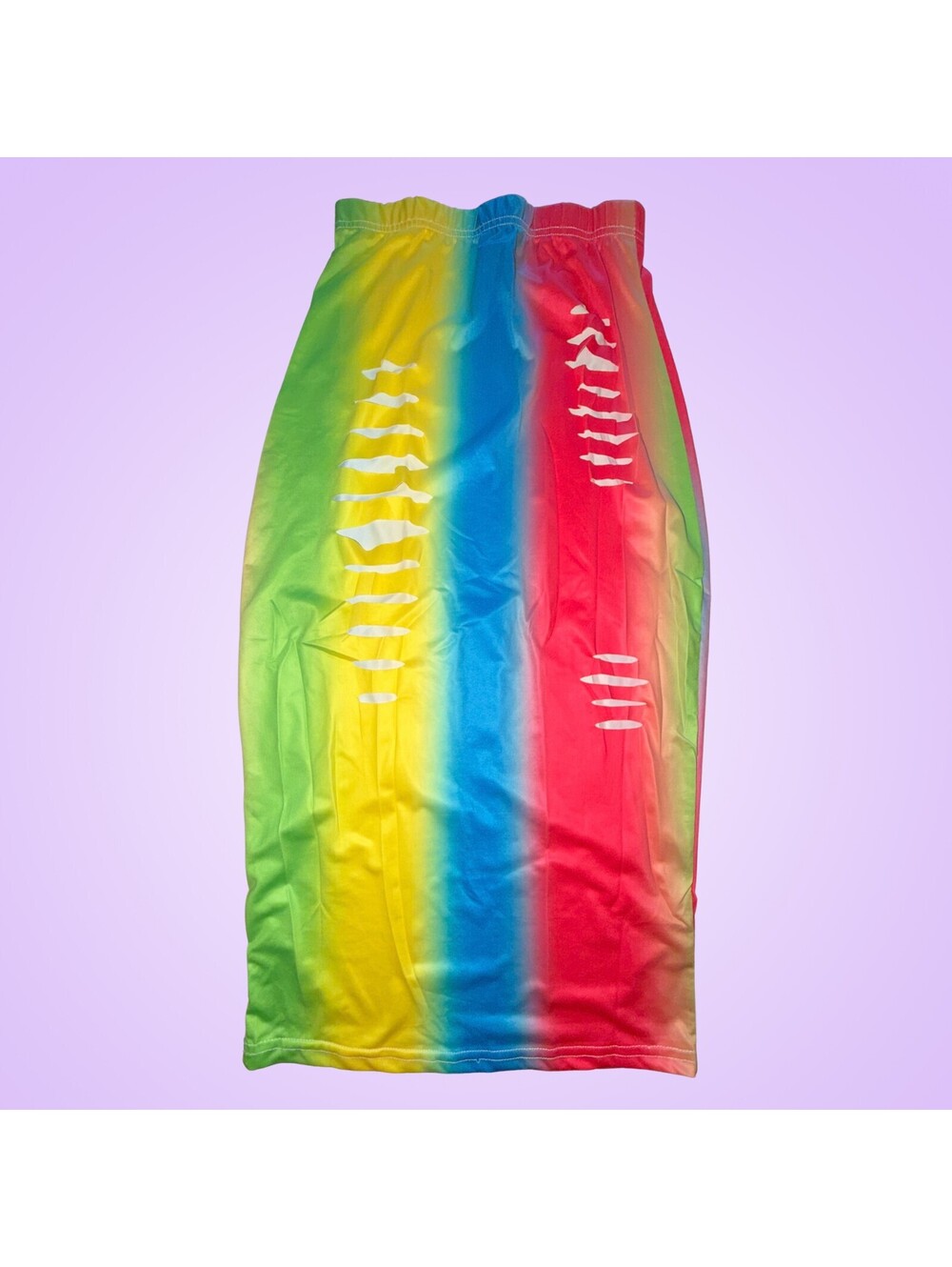 Cichlid Women's Size S Rainbow Gradient Distressed Midi Skirt
